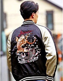 мужская куртка ветровка с вышивкой  в японском стиле