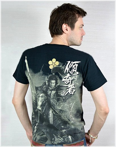 мужская футболка с изображением самурая с копьем, сделано в Японии