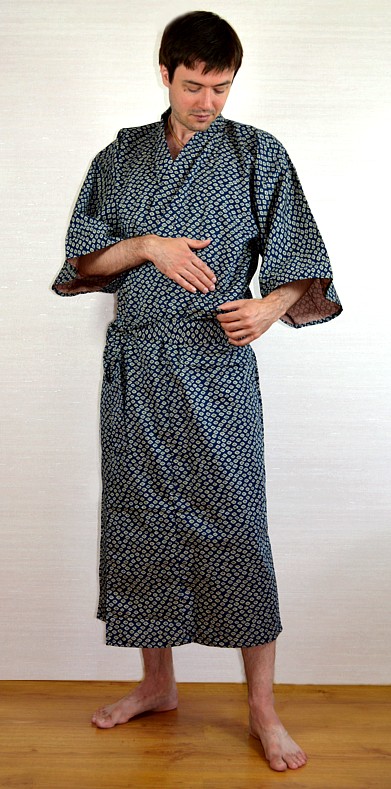 мужской халат-кимоно с двусторонним рисунком ткани, хлопок 100%