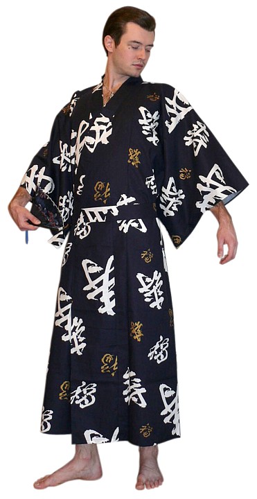 мужской халат-кимоно КАНДЖИ, хлопок 100%, Япония
