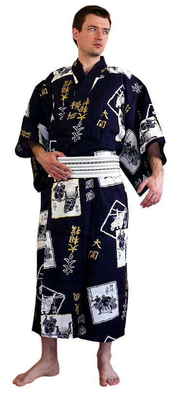 мужская одежда для дома из Японии: халат-кимоно из хлопка СУМО