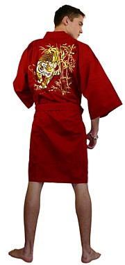 мужской короткий халат кимоно с вышивкой, хлопок 100%, сделано в Японии