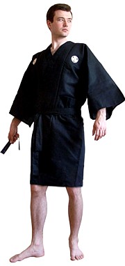 мужской короткий халат-кимоно с вышивкой, сделано в Японии