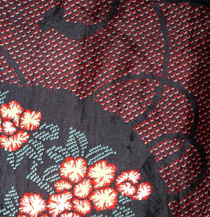 риунок шелковой ткани старинного женского японского хаори