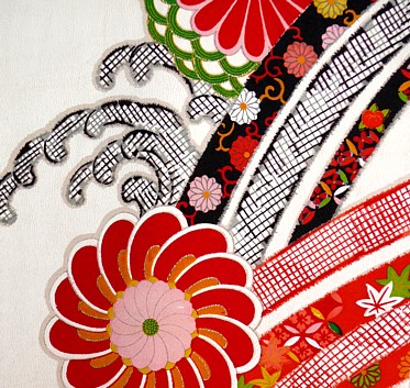 авторкий рисунок на тками японского кимоно