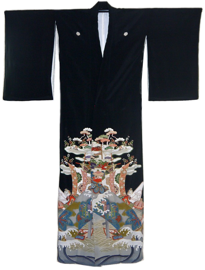 японское шелковое кимоно гейши, 1890-е гг.
