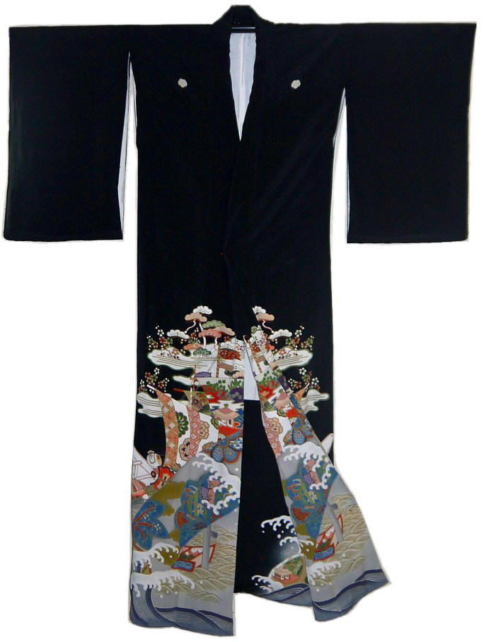 старинное  шелковое кимоно гейши