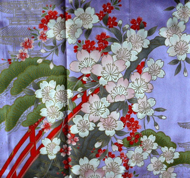 рисунок ткания японского халата кимоно Золотая пагода