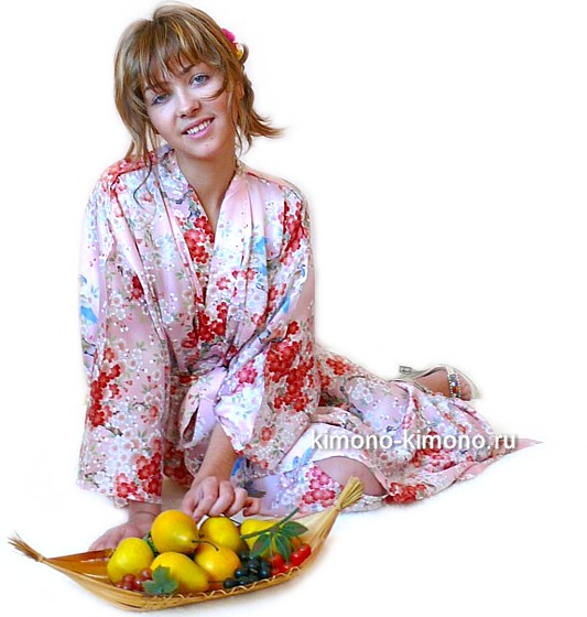 эксклюзивная одежда из натурального шелка - японский шелковый женский халат кимоно